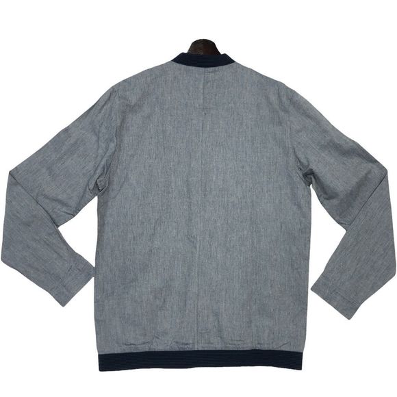 COS Collection of Style Men Size Medium Blue Button Front Bomber Style Shirt NWT - Picture 2 of 7